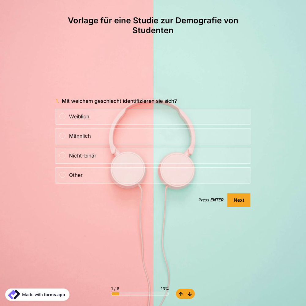 Vorlage für eine Studie zur Demografie von Studenten