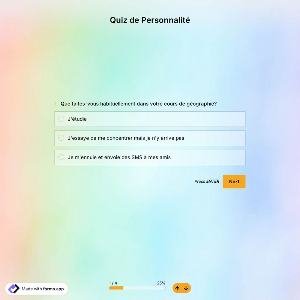 Modèle de Quiz de Personnalité
