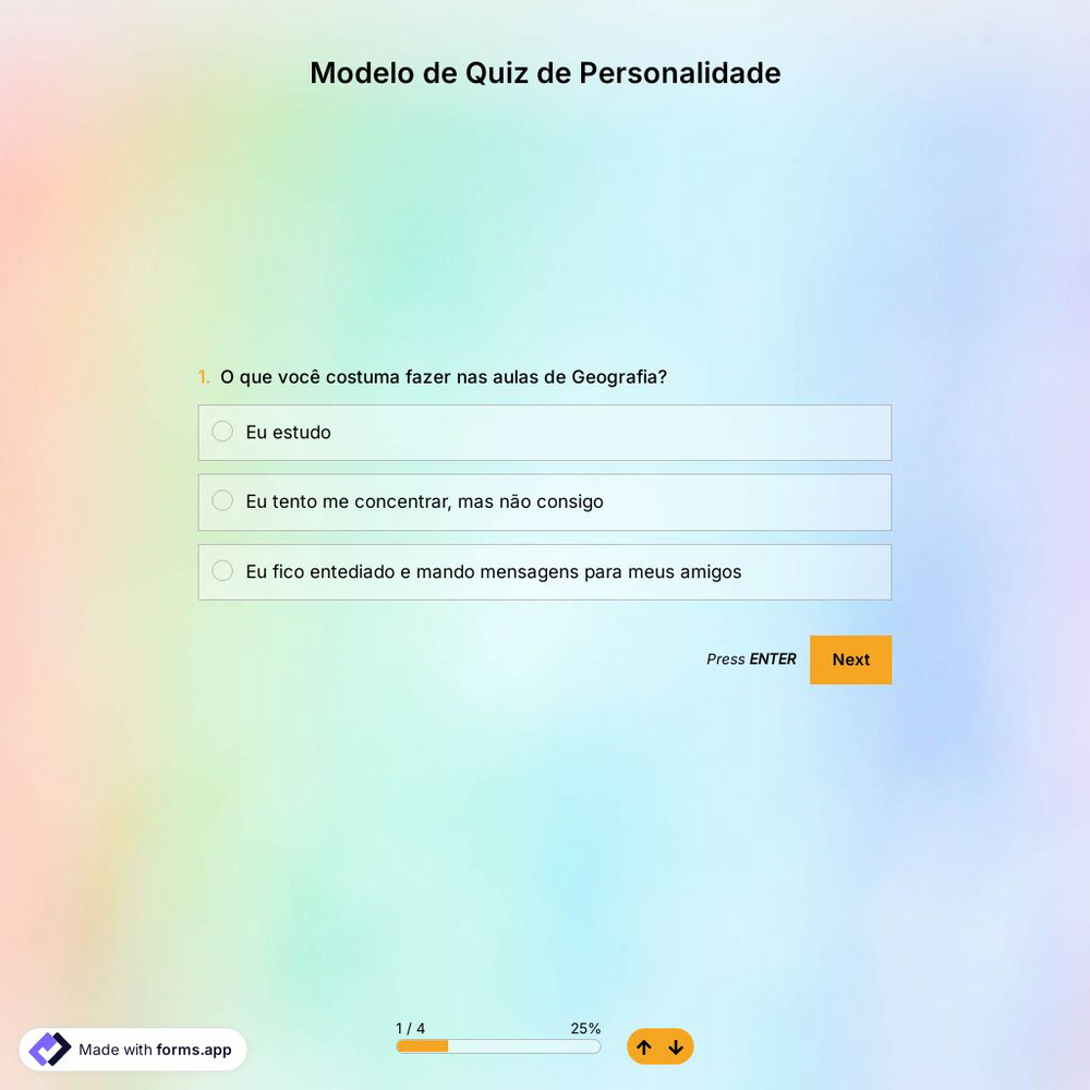 Modelo de Quiz de Personalidade