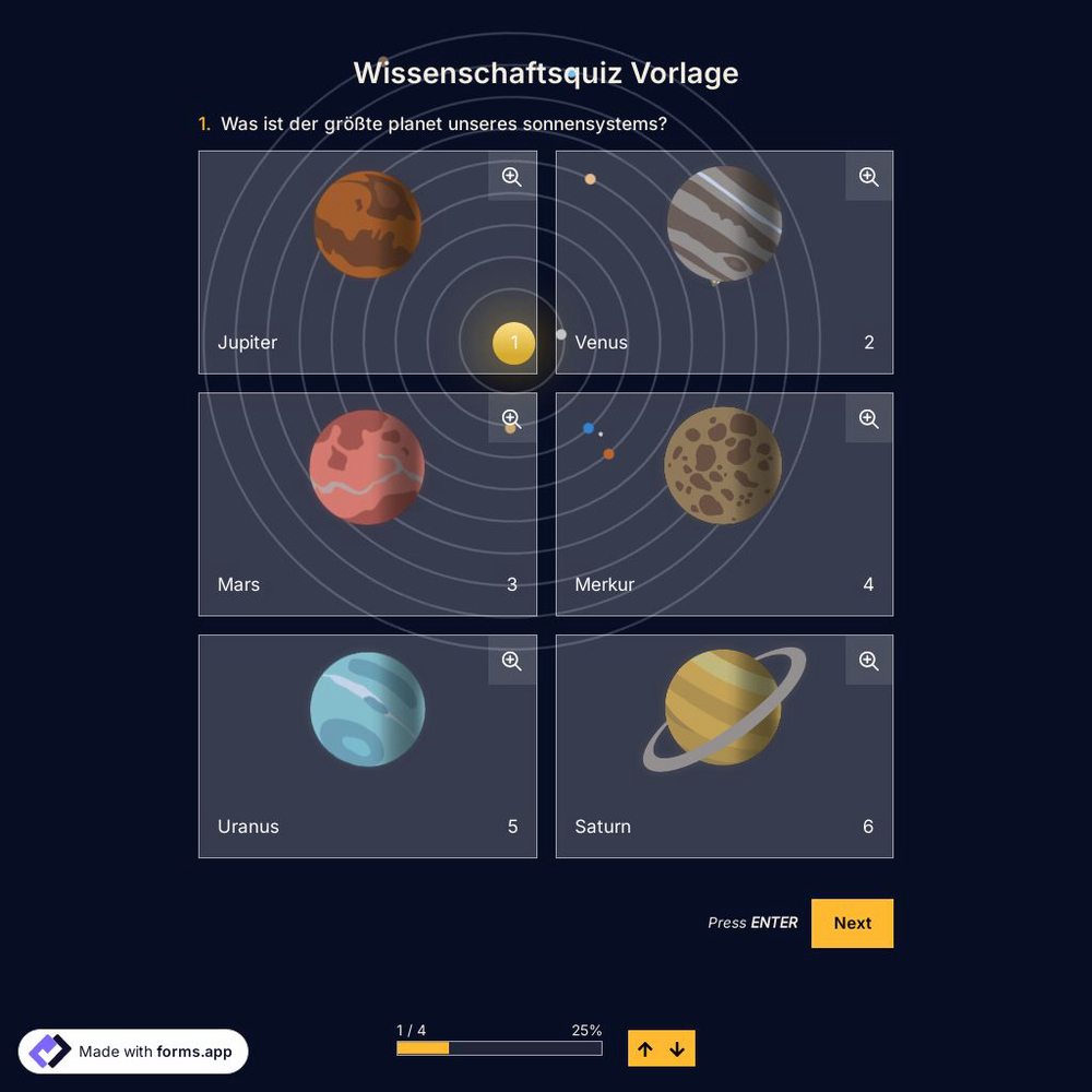Wissenschaftsquiz Vorlage