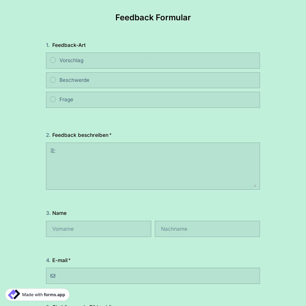 Feedback-Formularvorlage