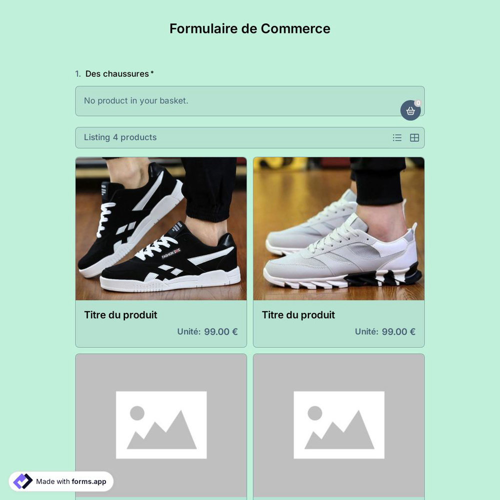 Modèle de Formulaire de Commerce électronique