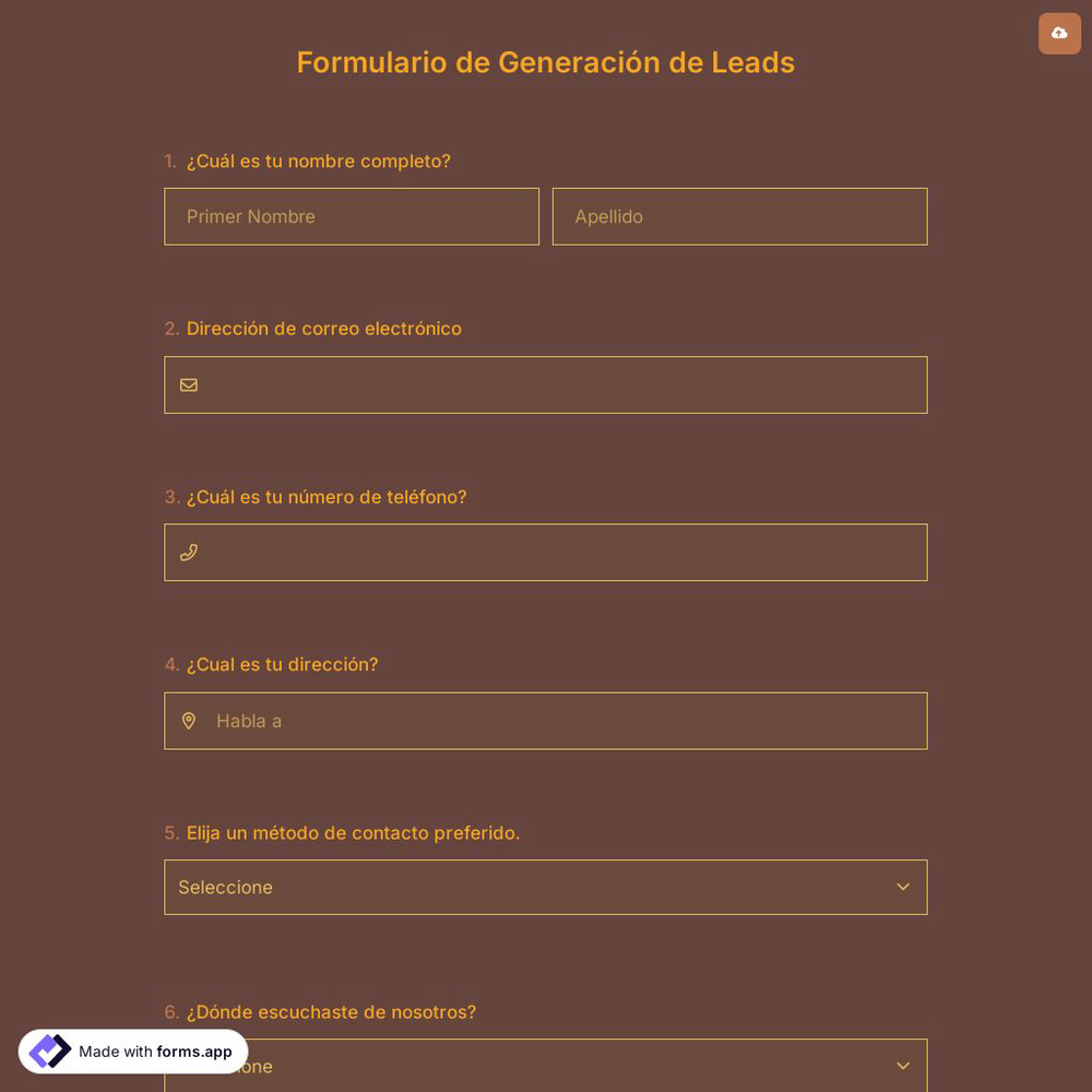 Plantilla de Formulario de Generación de Clientes Potenciales