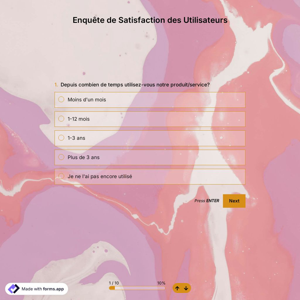 Modèle de Enquête de Satisfaction des Utilisateurs