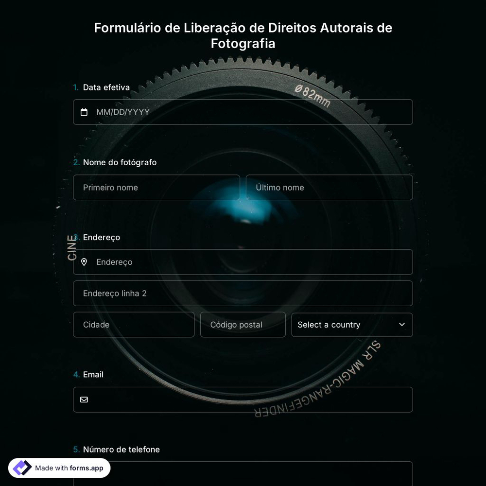 Formulário de Liberação de Direitos Autorais de Fotografia