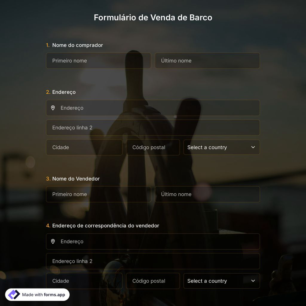 Formulário de Venda de Barco