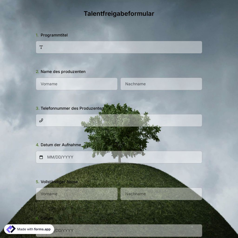 Talentfreigabeformular