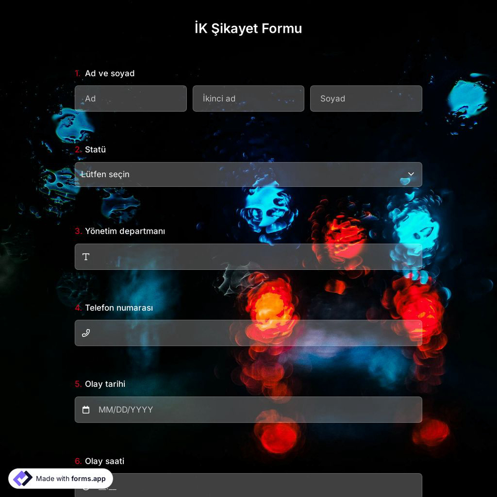 İnsan Kaynakları Şikayet Formu Şablonu
