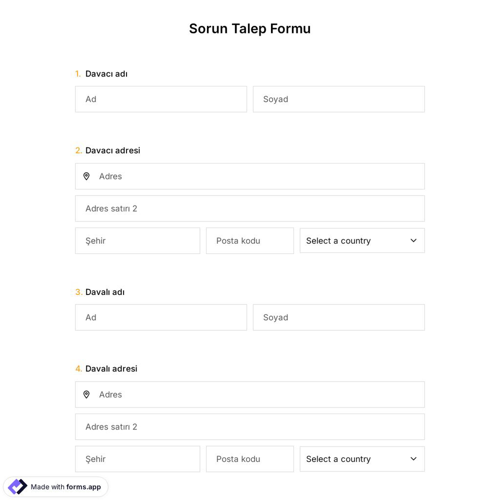 Sorun Talep Formu Şablonu