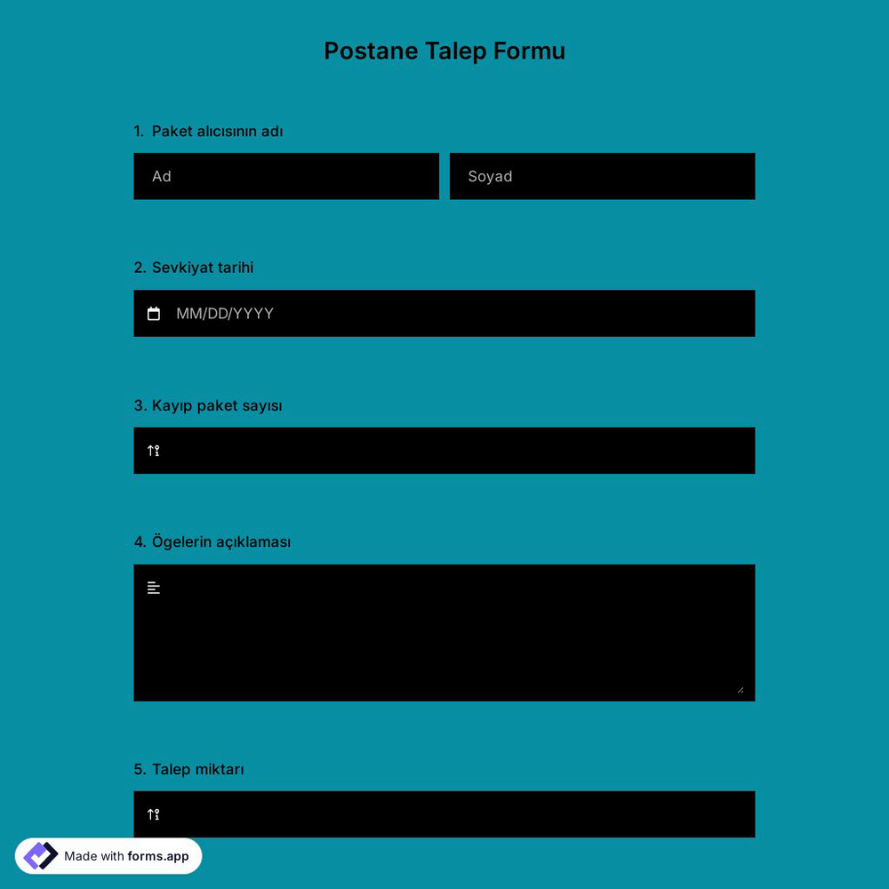 Postane Talep Formu Şablonu
