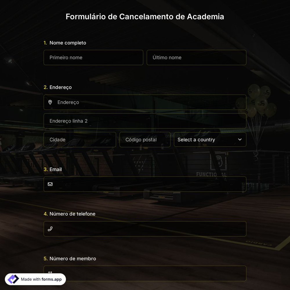 Formulário de Cancelamento de Academia
