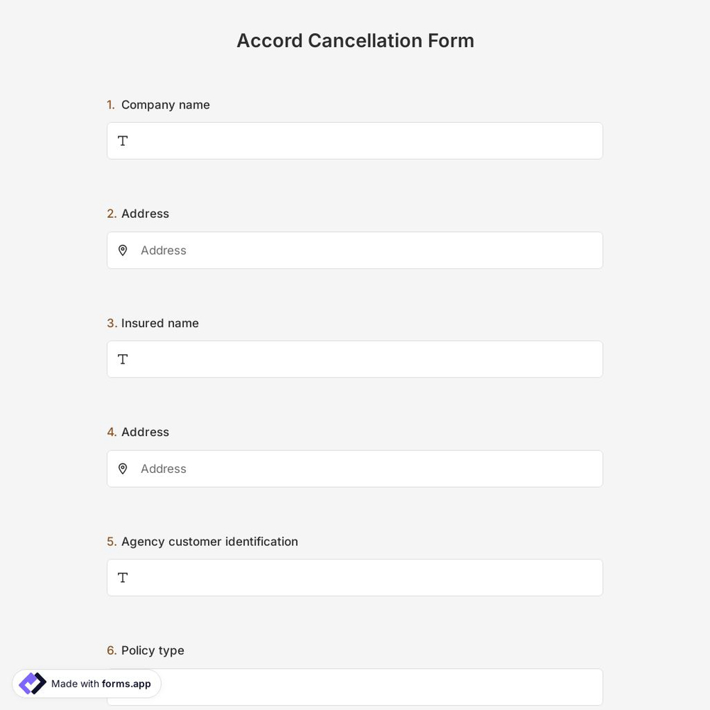 Accord Cancellation Form Template