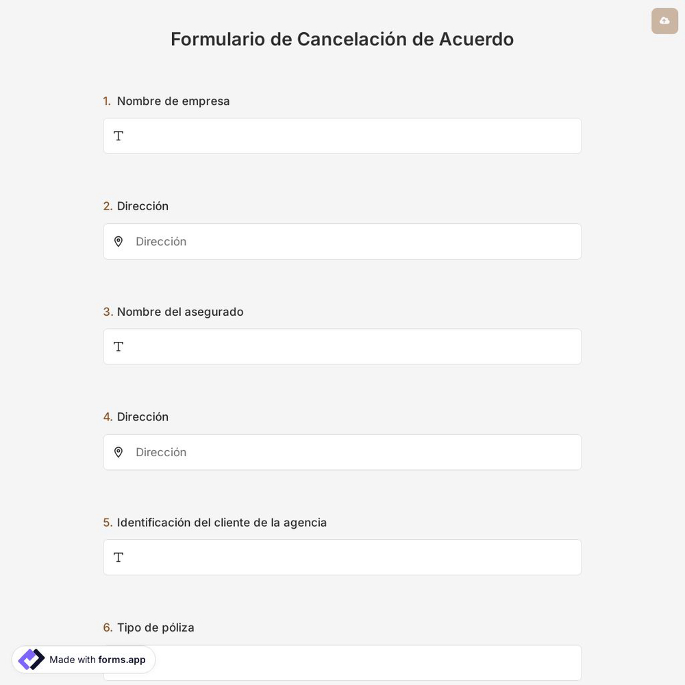 Plantilla de Formulario de Cancelación de Acuerdo