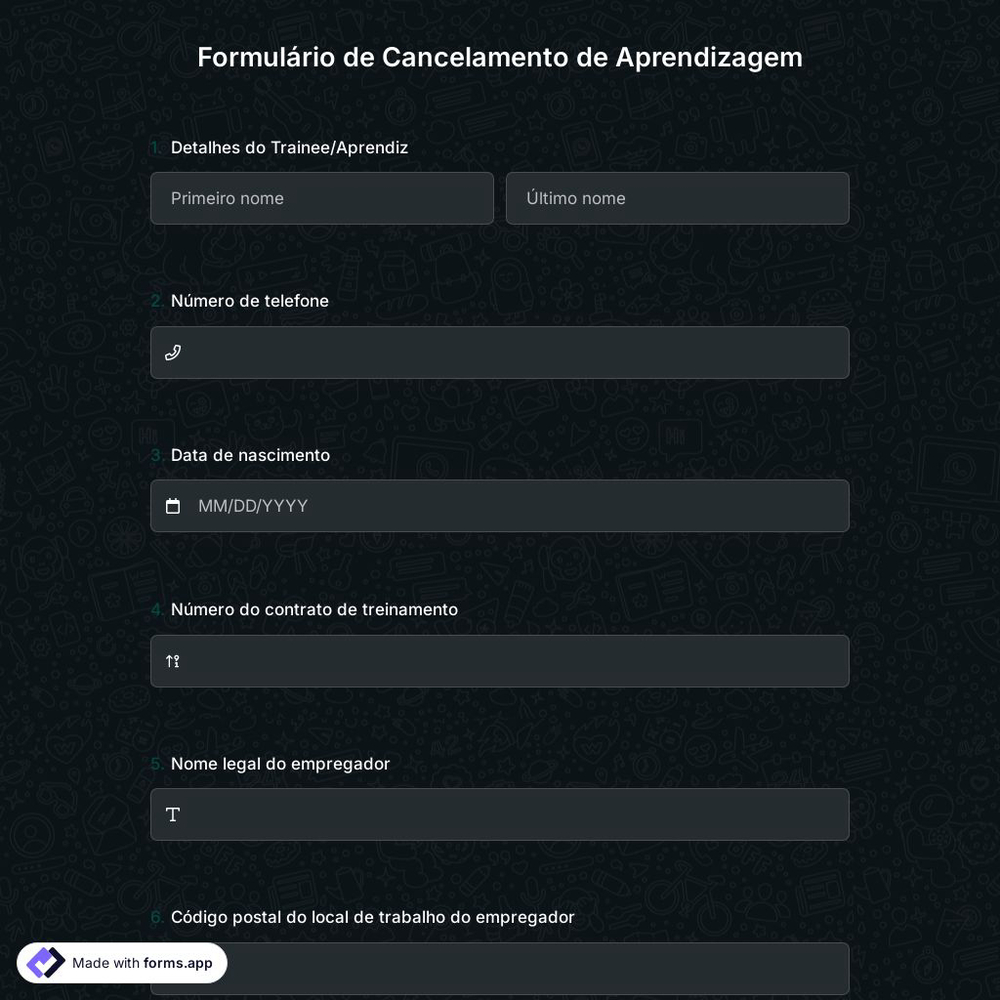 Formulário de Cancelamento de Aprendizagem
