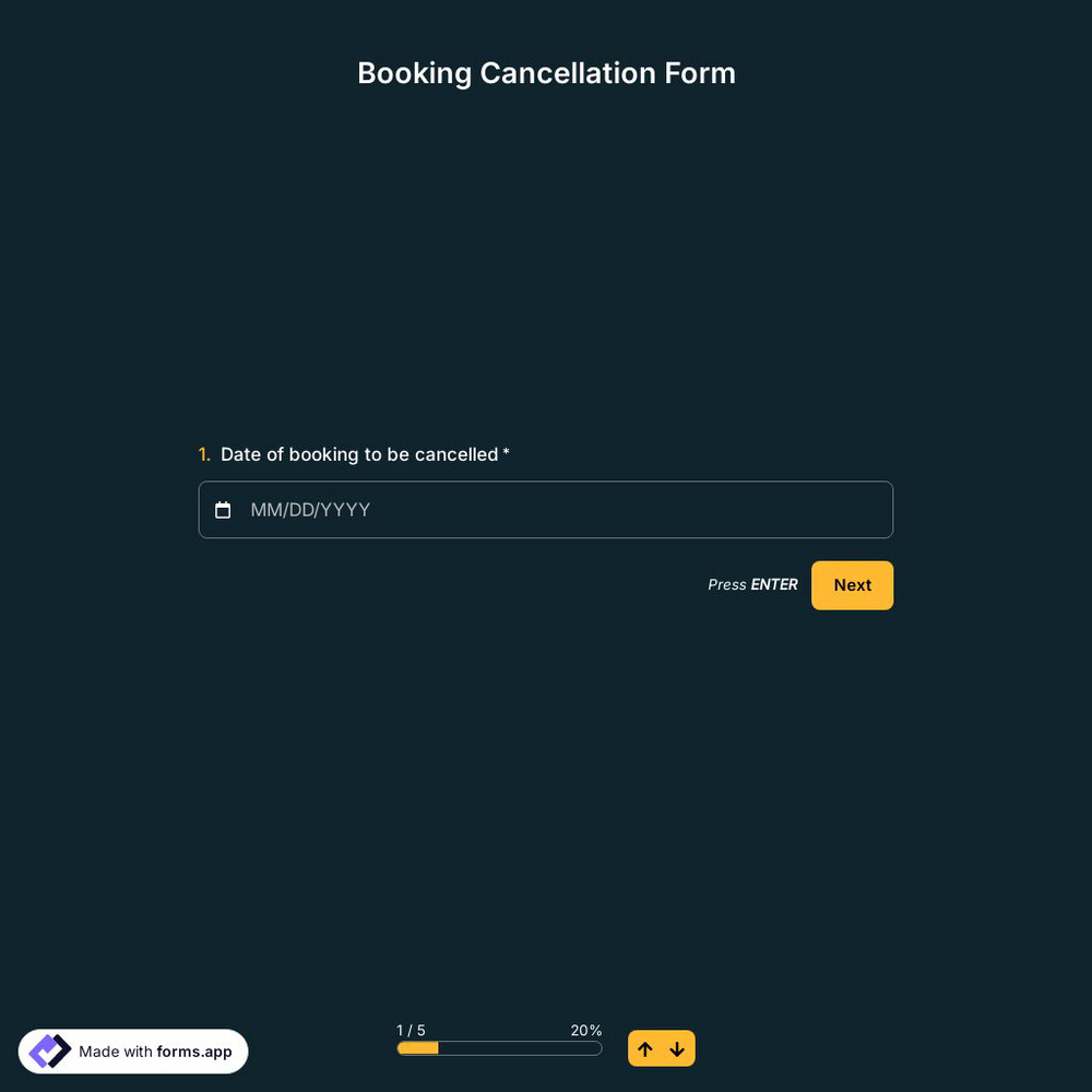 Booking Cancellation Form Template