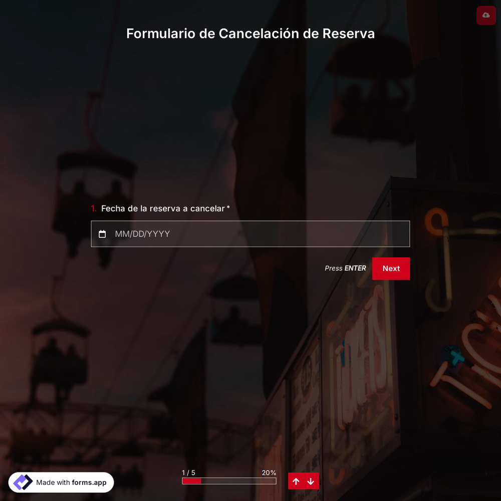 Plantilla de Formulario de Cancelación de Reserva