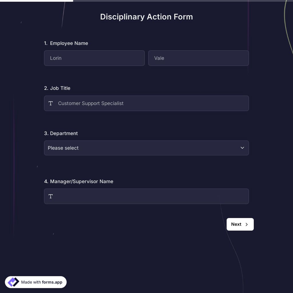Disciplinary Form Template