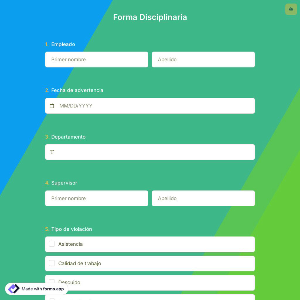 Plantilla de Forma Disciplinaria