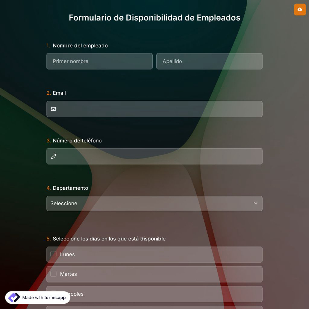 Plantilla de Formulario de Disponibilidad de Empleados