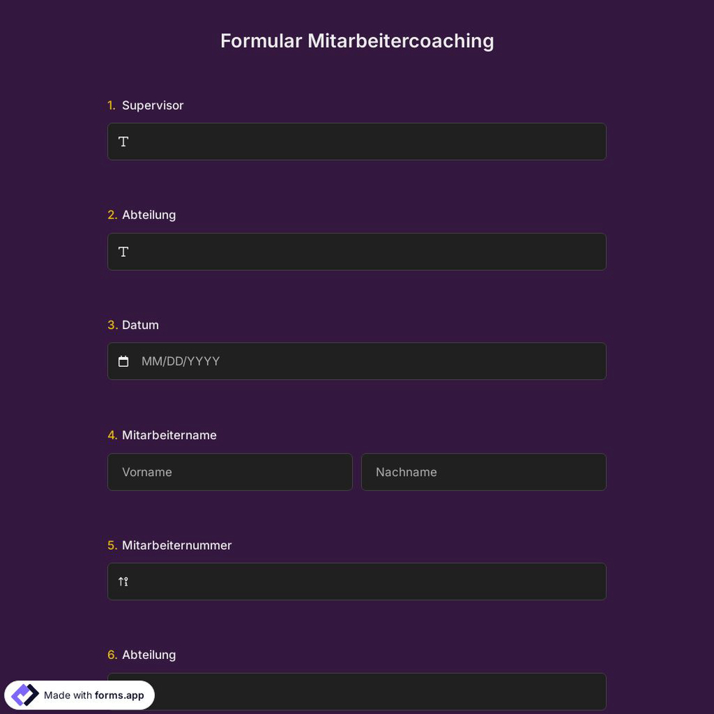 Formular Mitarbeitercoaching