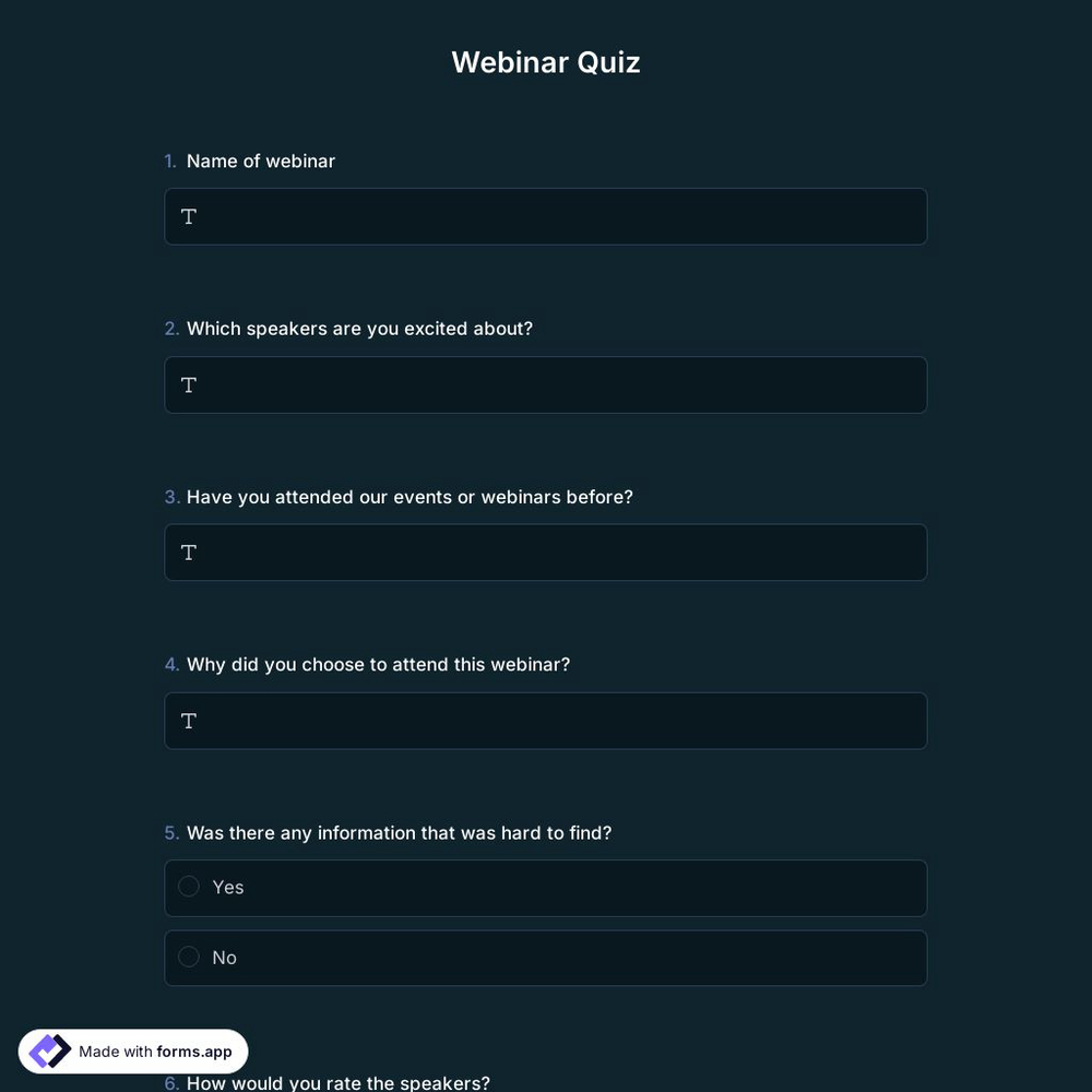 Webinar Quiz Template