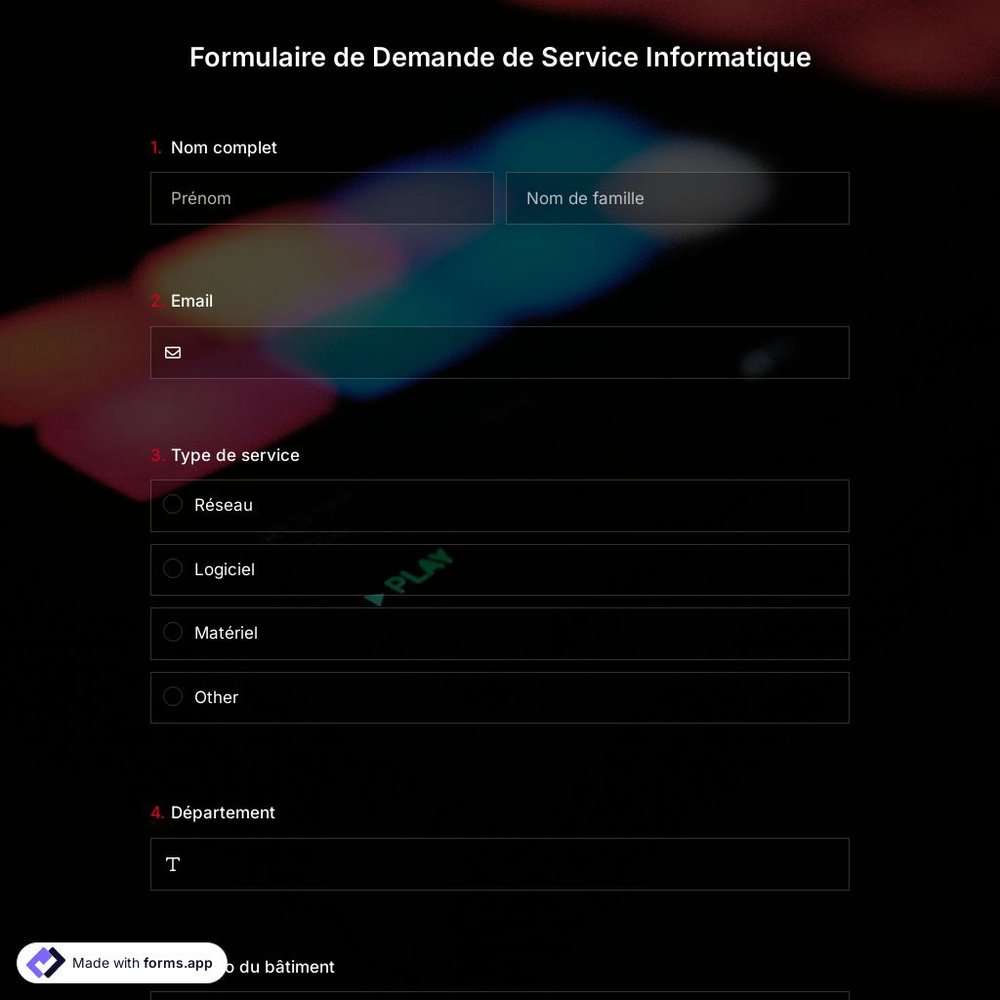 Formulaire de Demande de Service Informatique