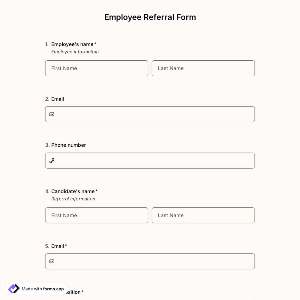 Employee Referral Form Template