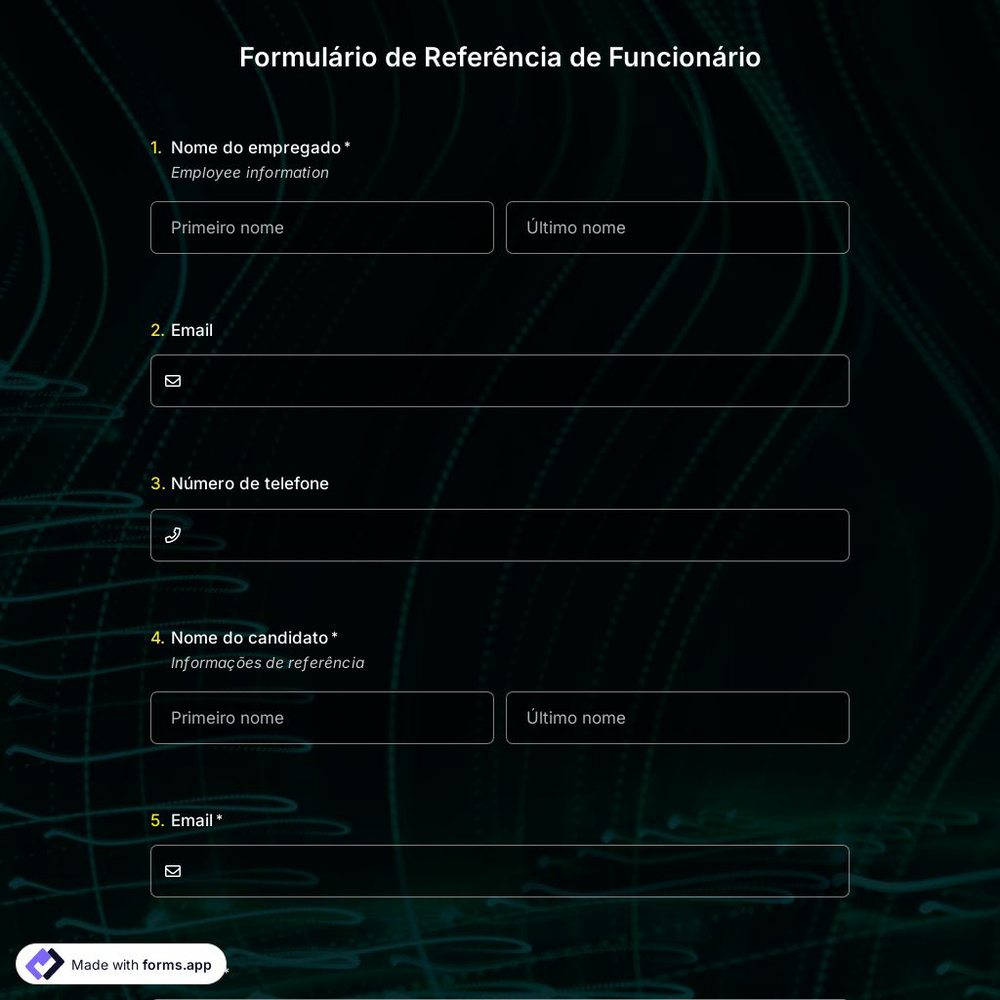 Formulário de Referência de Funcionário