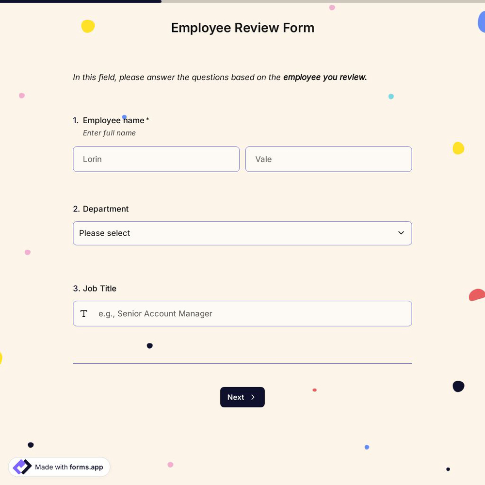 Employee Review Form Template