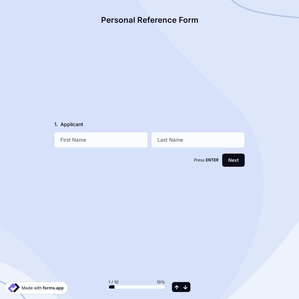 Personal Reference Form Template