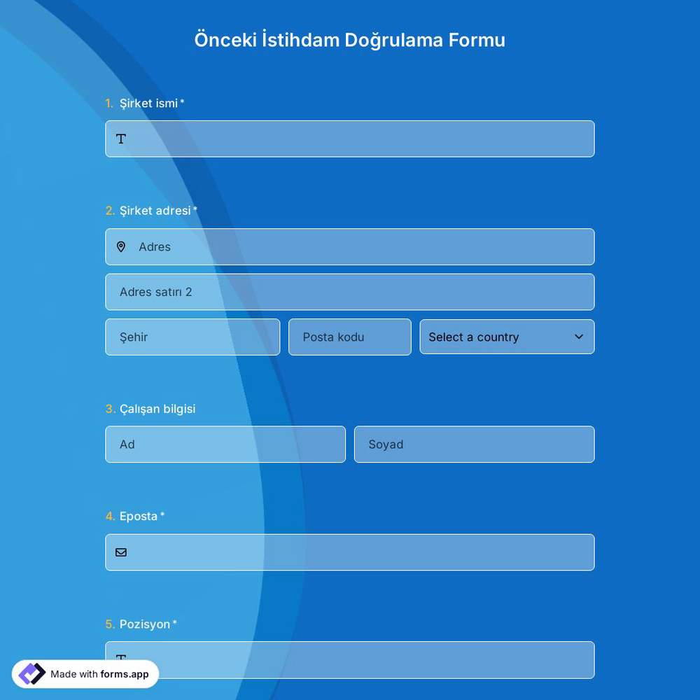 Önceki İstihdam Doğrulama Formu Şablonu