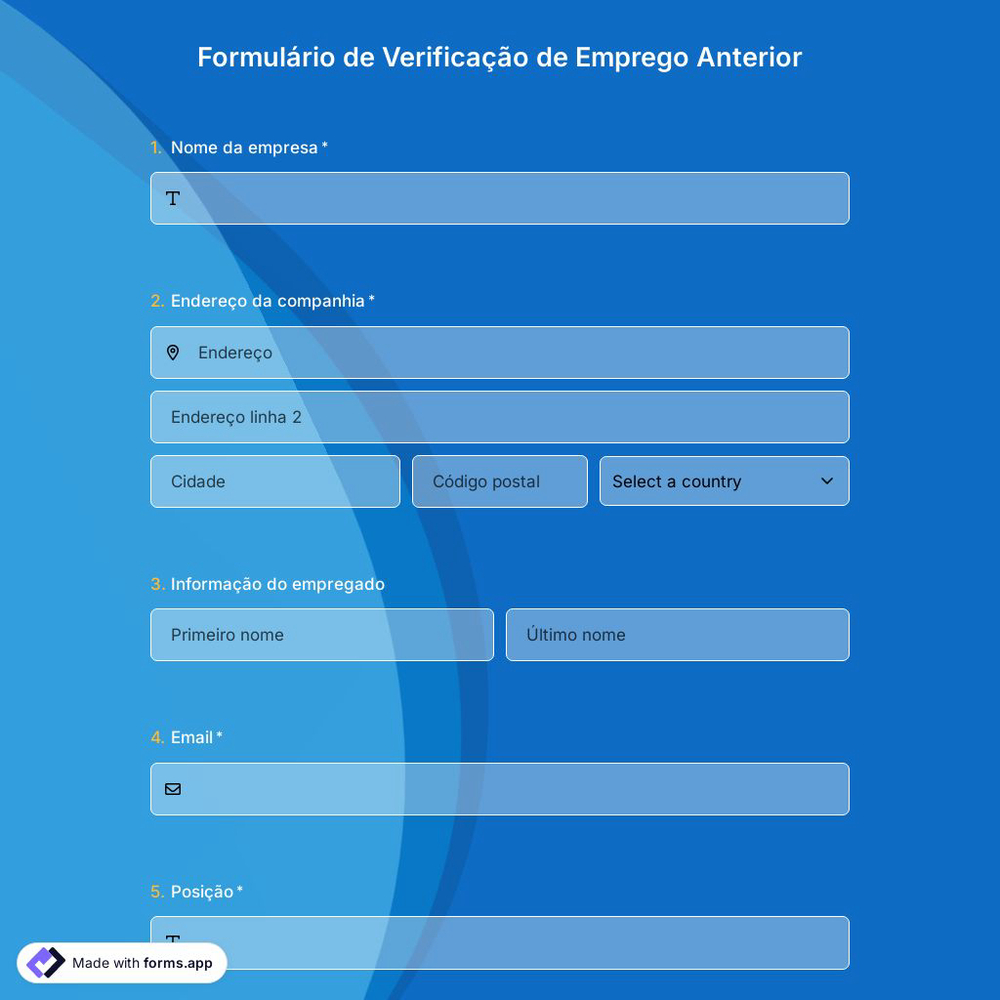 Formulário de Verificação de Emprego Anterior