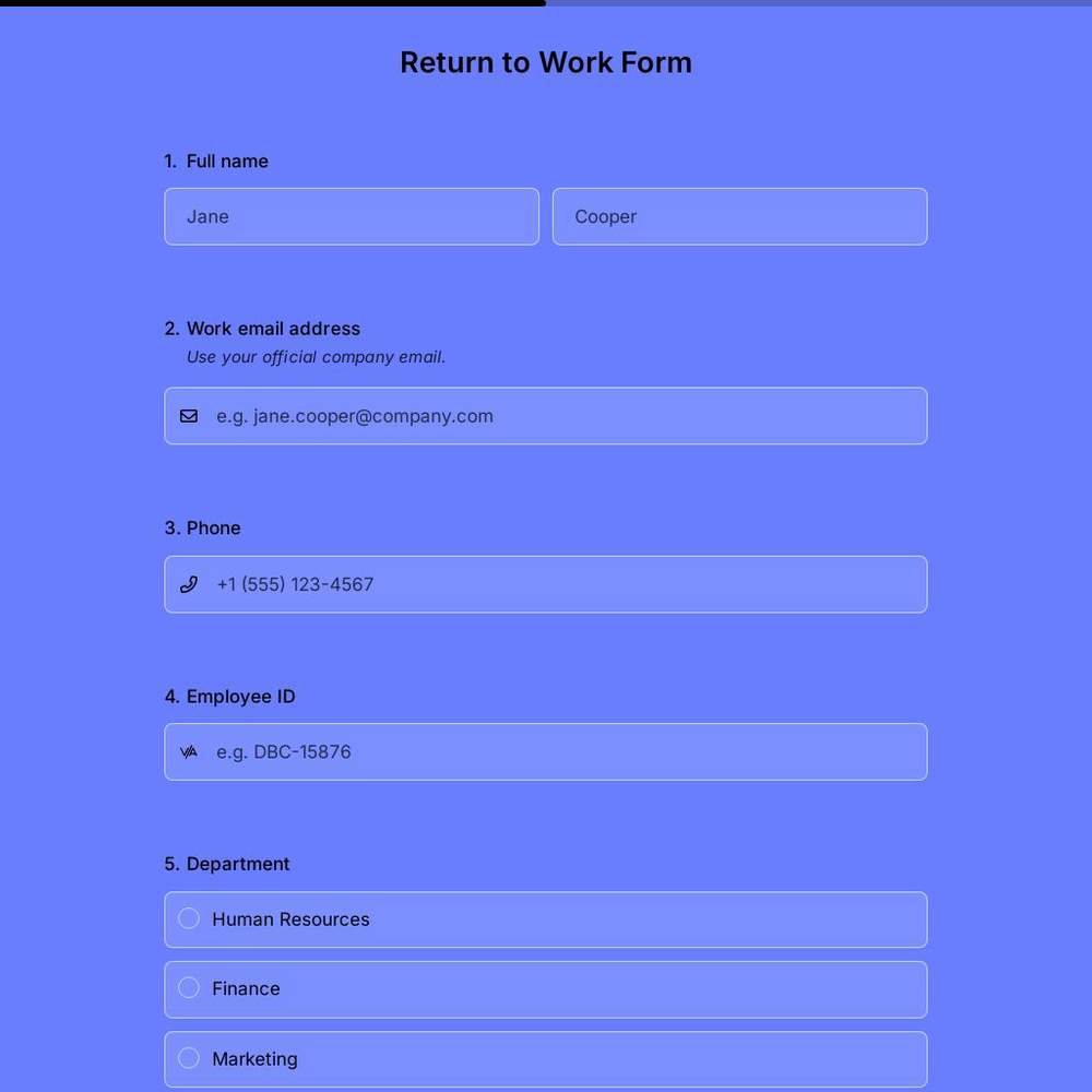 Return to Work Form Template