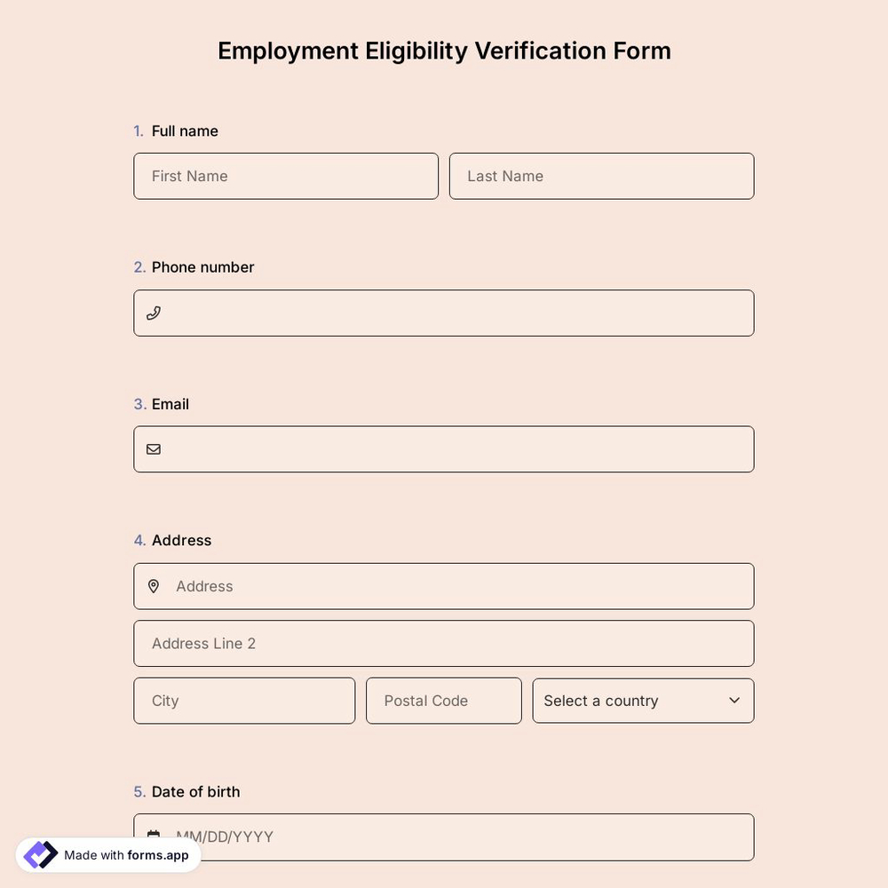 Employment Eligibility Verification Form Template