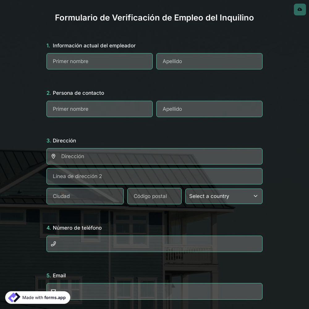 Plantilla de Formulario de Verificación de Empleo del Inquilino