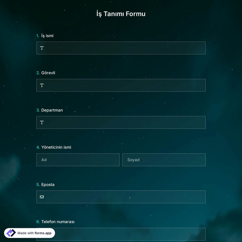 İş Tanımı Formu Şablonu