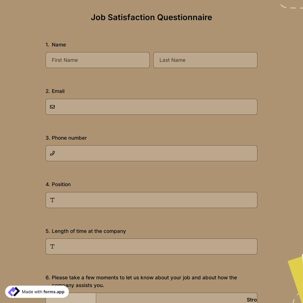 Job Satisfaction Questionnaire Template