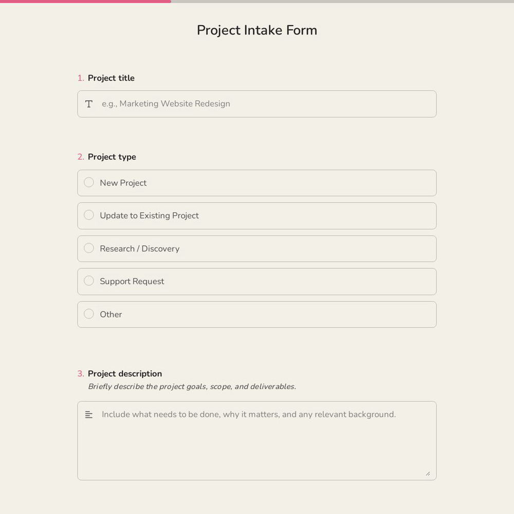 Project Intake Form Template