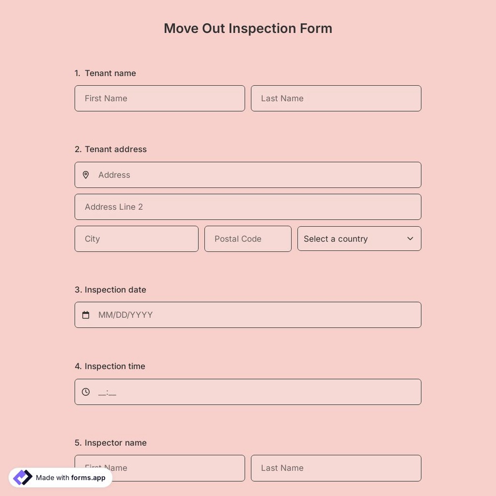 Move Out Inspection Form Template