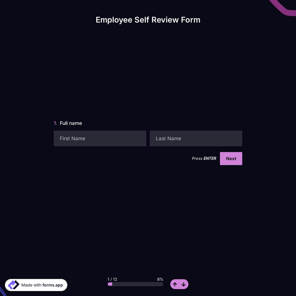 Employee Self Review Form Template