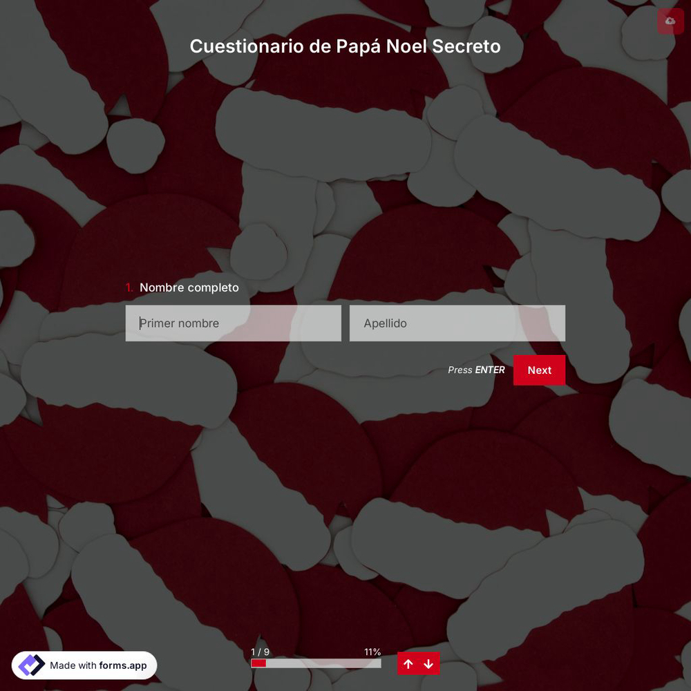 Plantilla de Cuestionario de Papá Noel Secreto