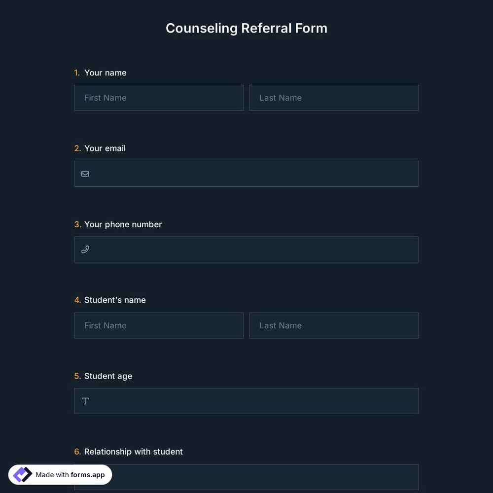 Counseling Referral Form Template