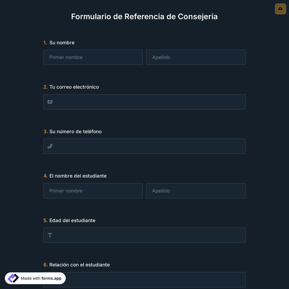 Plantilla de Formulario de Referencia de Consejería
