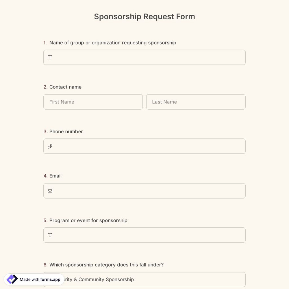 Sponsorship Request Form Template