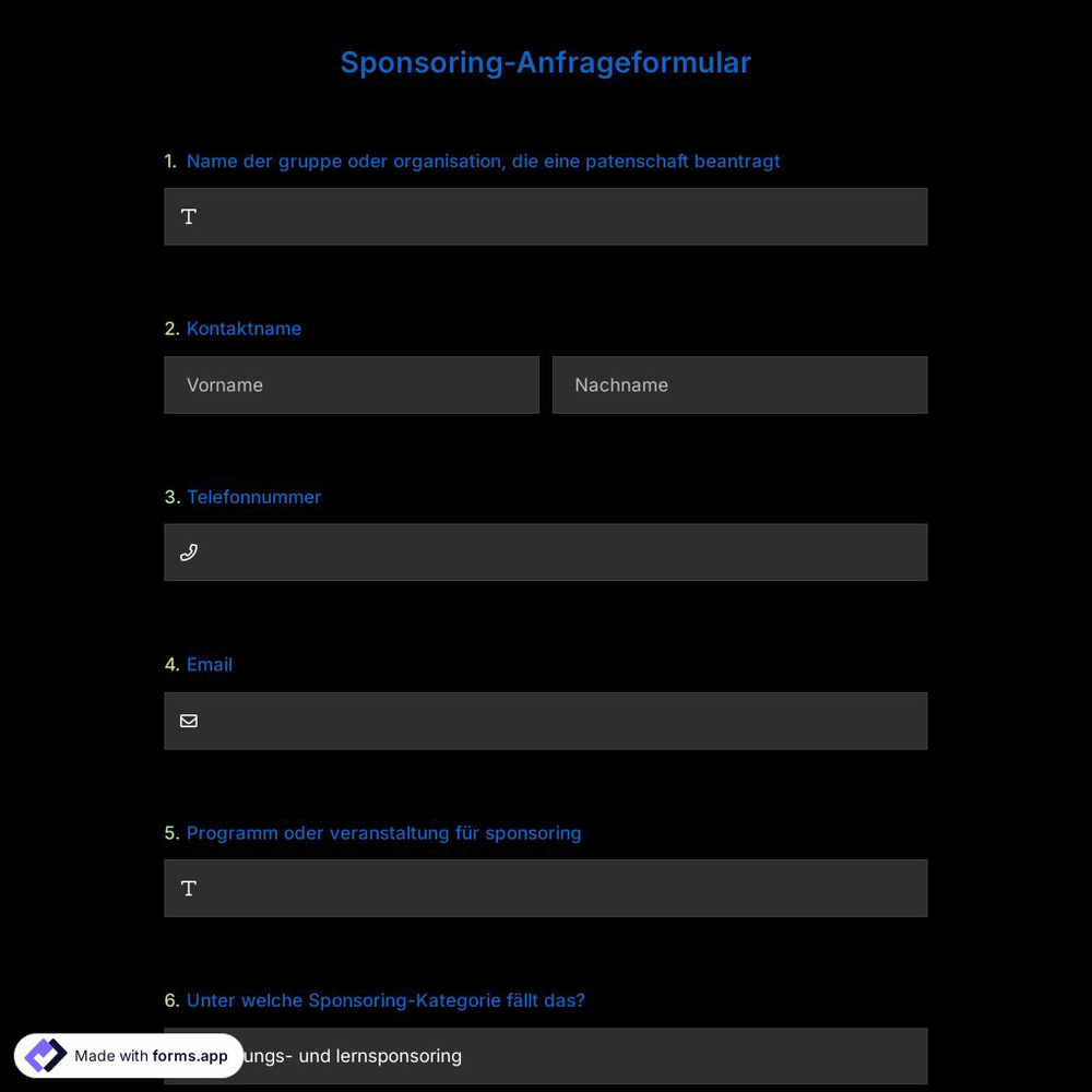 Sponsoring-Anfrageformular