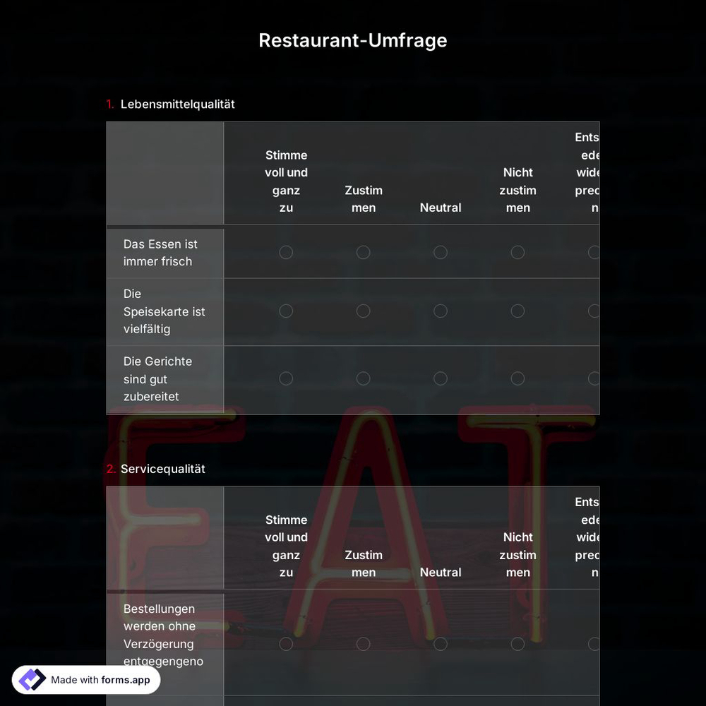 Restaurant-Umfrage