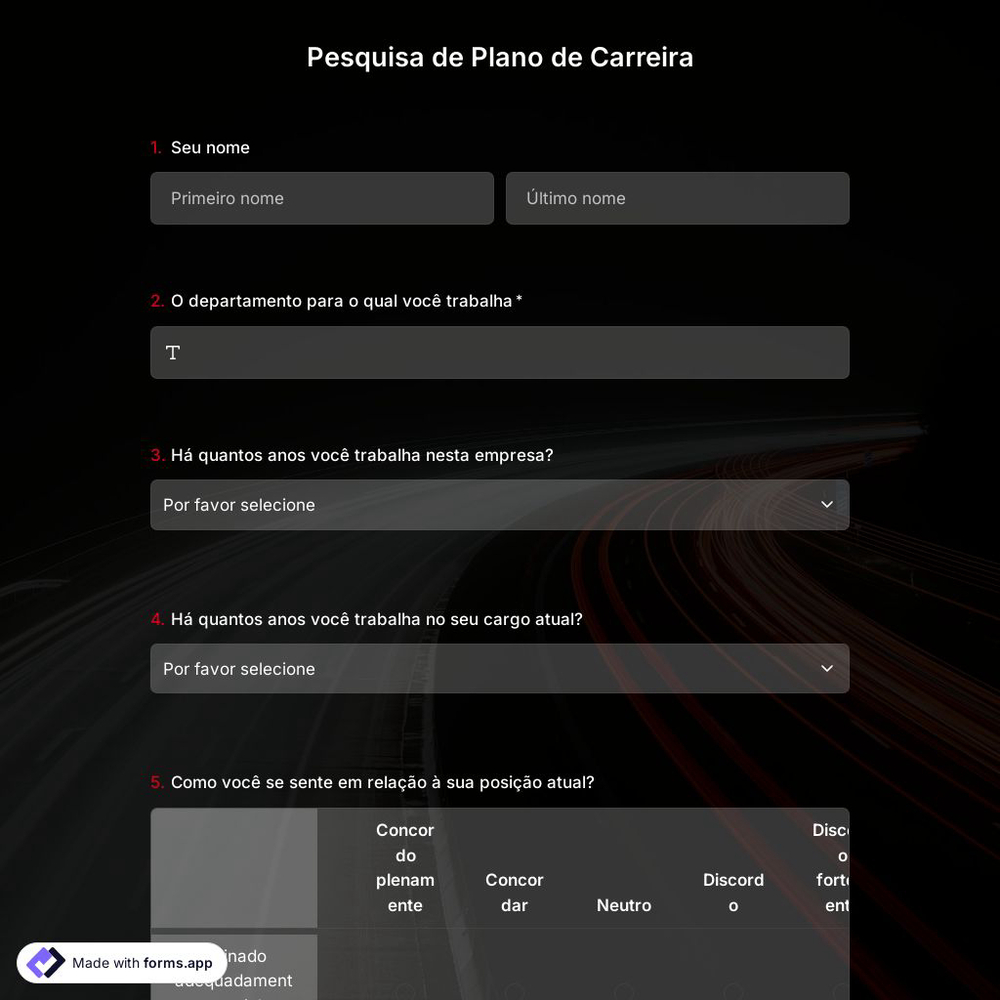 Pesquisa de Plano de Carreira