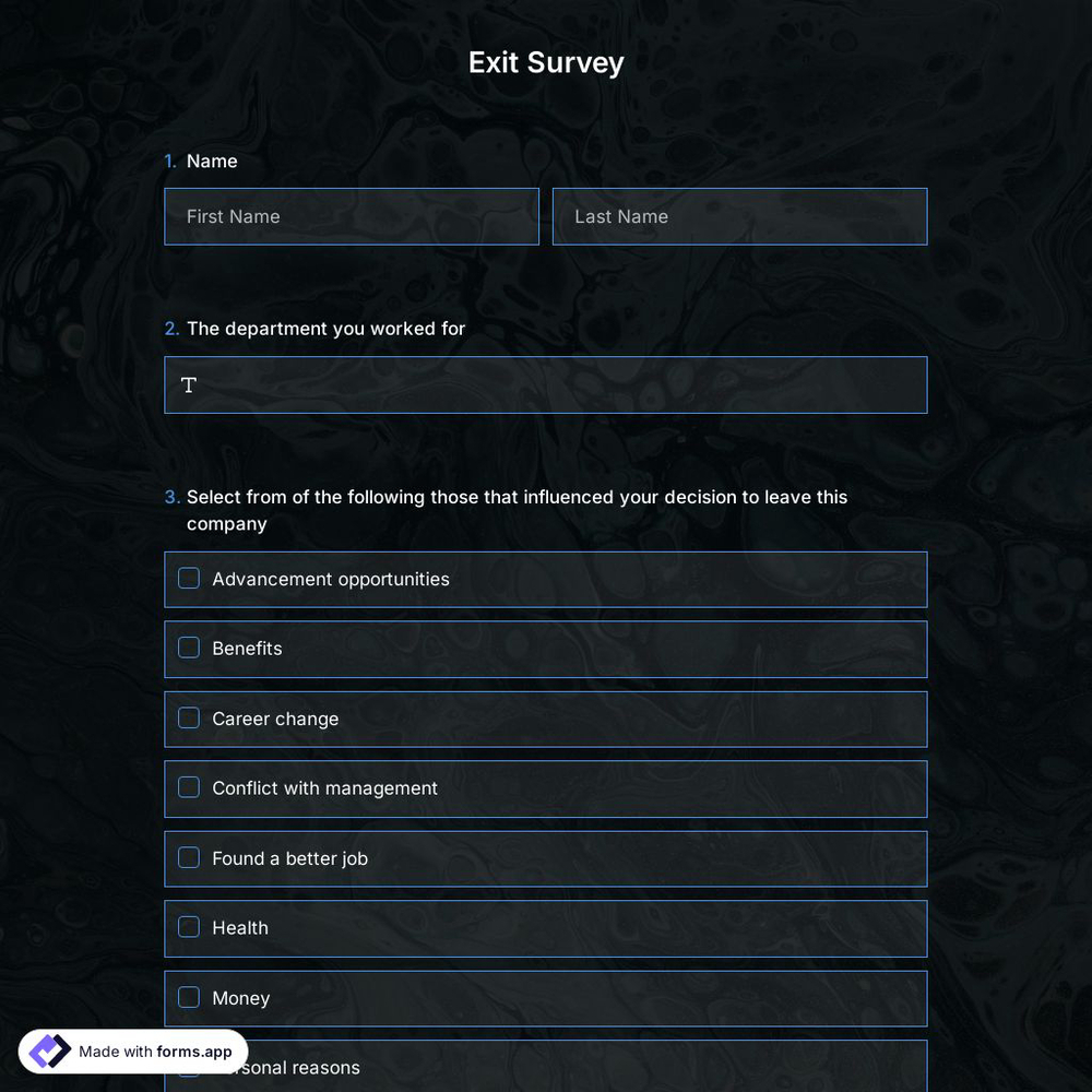 Exit Survey Template