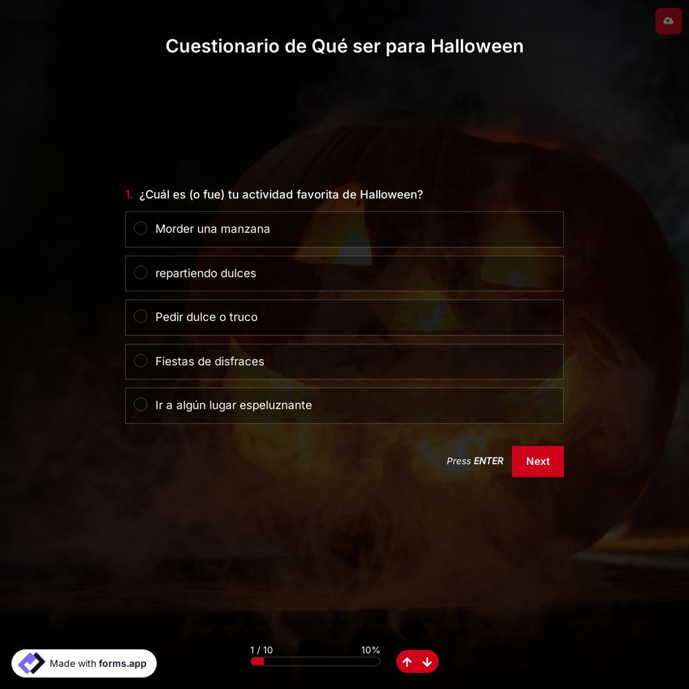 Plantilla de Cuestionario de Qué ser para Halloween