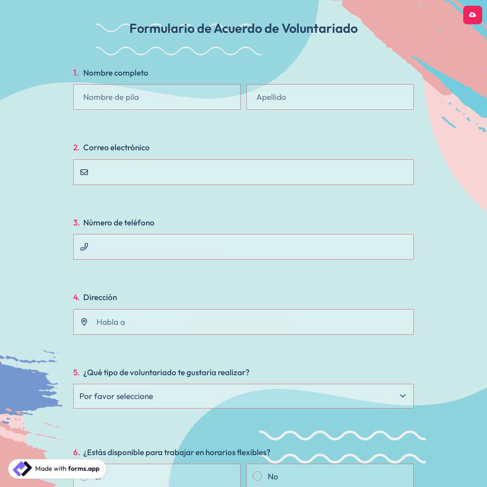 Formulario de Acuerdo de Voluntariado